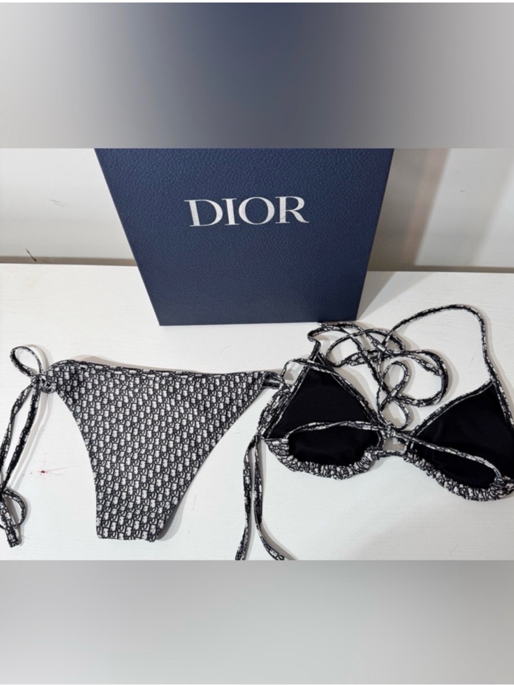 Dior Black & White Monogram Triangle Bikini